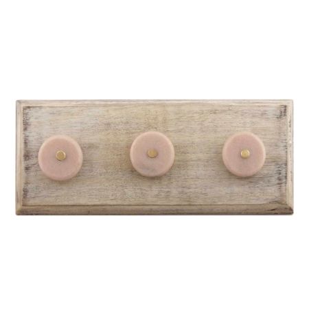 Baby Pink Stone Flat Wooden Hooks